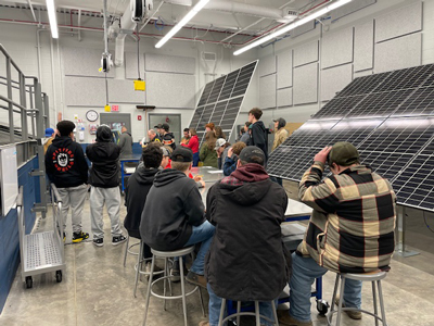 Students learning about solar panels