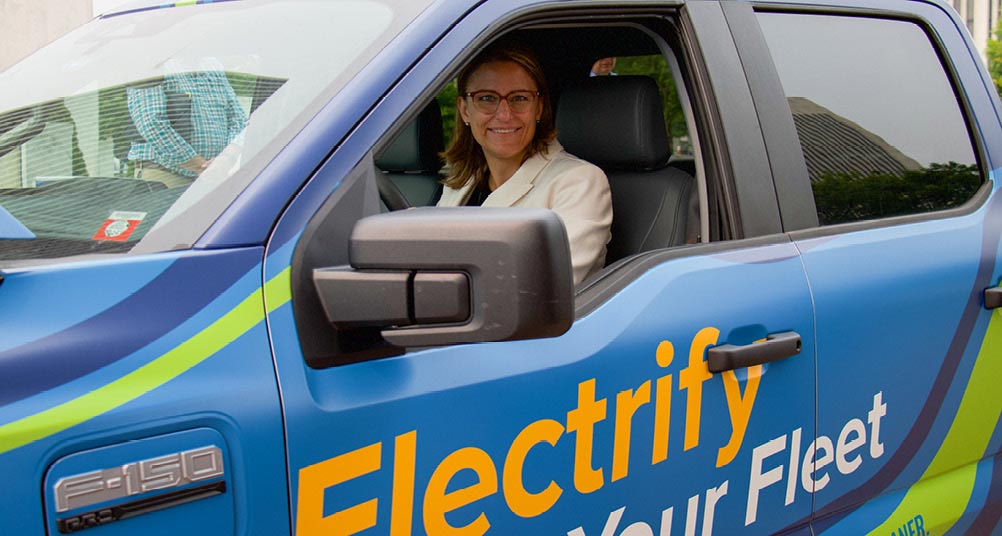 Doreen Harris in electric truck