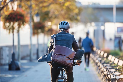 Man biking to work