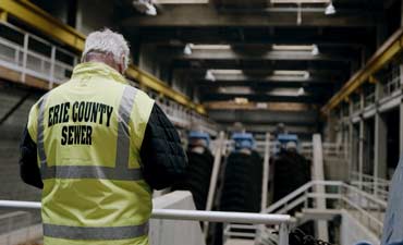 man inside wastewater treatment plant